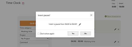 Time Tracking Software add automatic break