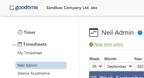 screenshot left-hand side menu