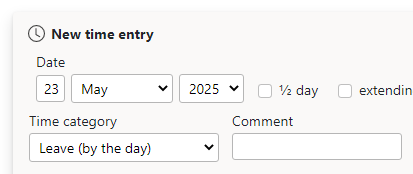 Half vacation day - new time entry