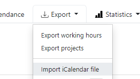 Import Icalendar file menu
