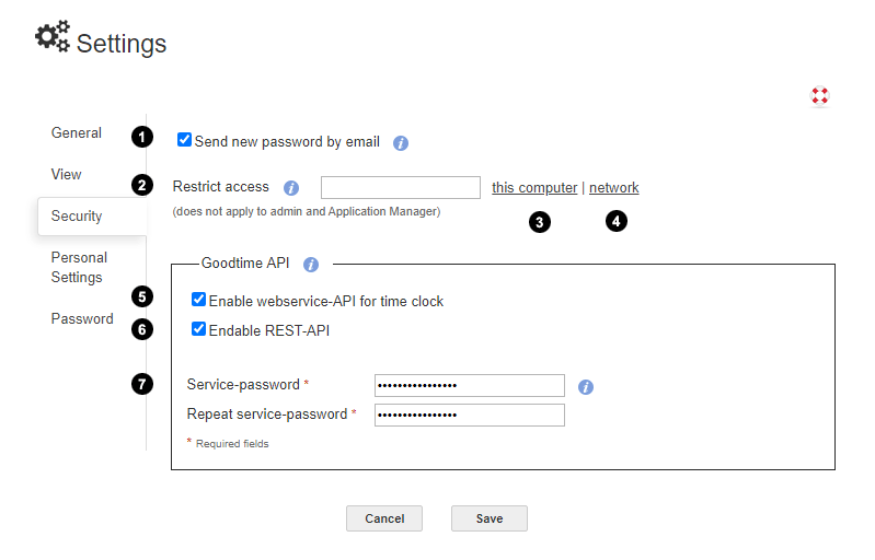 Time and attendance settings security